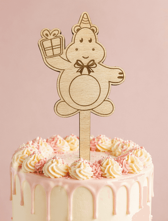Drewniany topper na tort – hipopotam