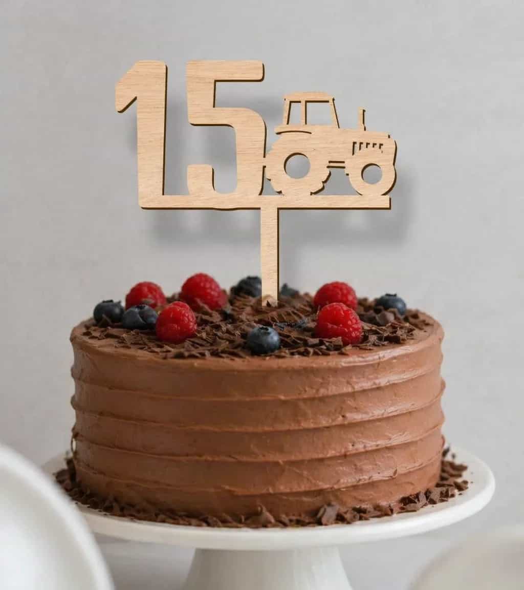 Wooden Cake Topper – Birthday – Tractor