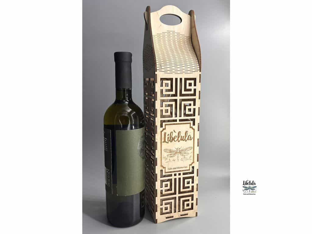 Wooden Wine Box – Greek Key