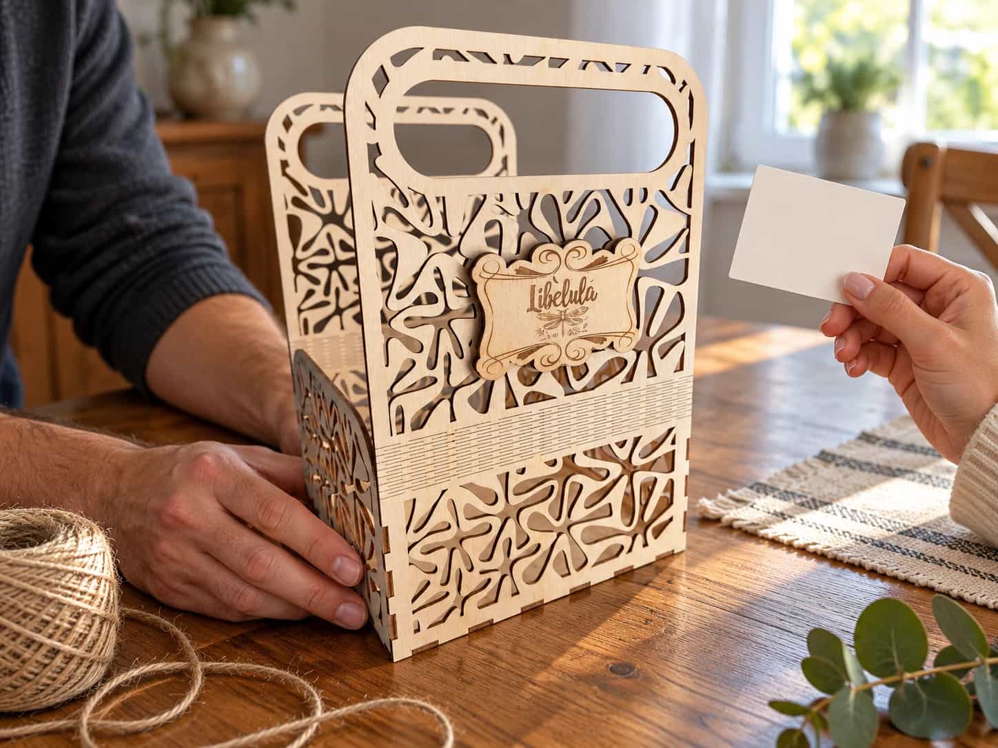 Geschenkkorb aus Holz – Wellen