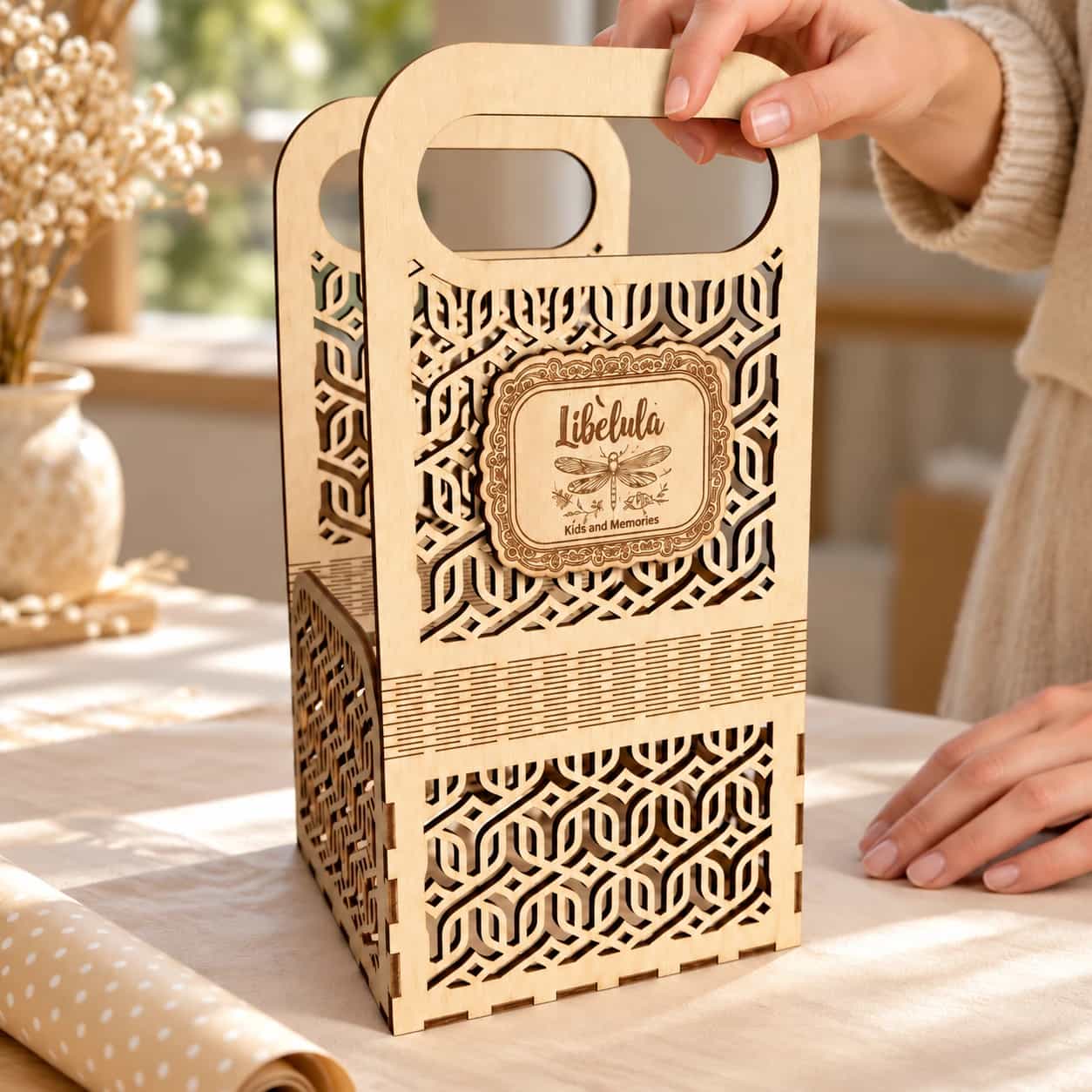 Geschenkkorb aus Holz – Korbgeflecht