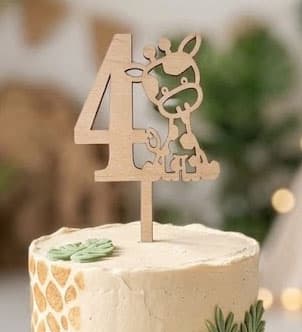 Cake topper en bois – Numéro 1, girafe (édition Safari)