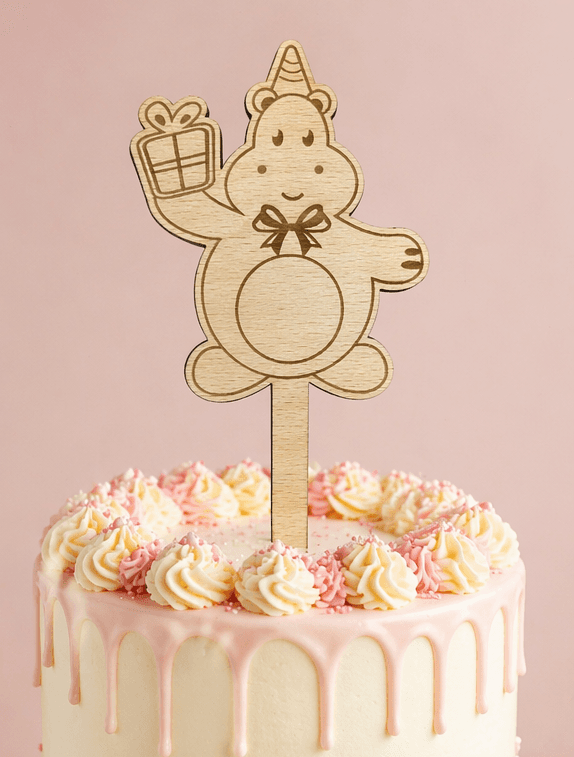 Wooden Cake Topper – Hippo