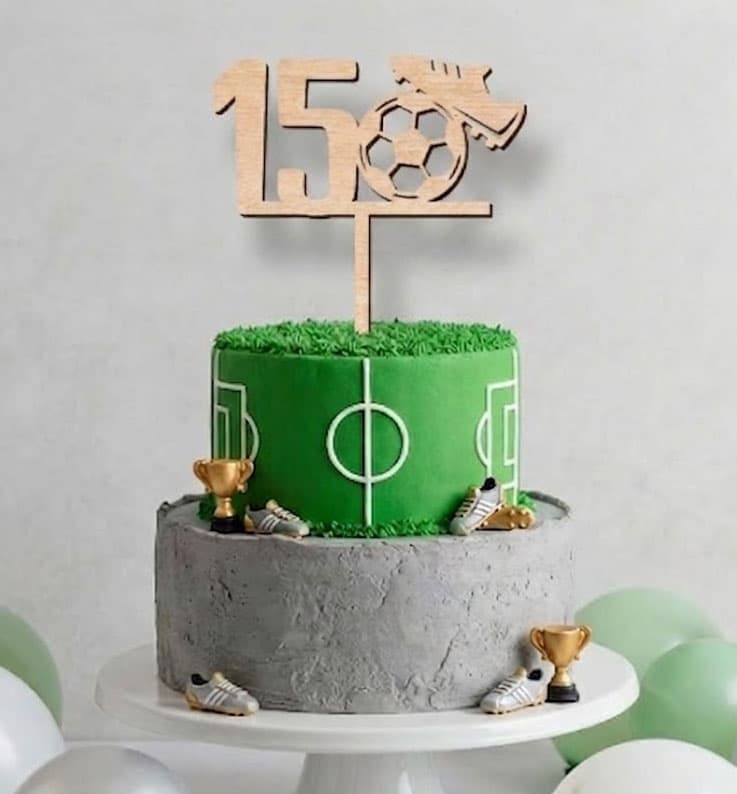 Wooden Cake Topper – Birthday – Football (Footballer)
