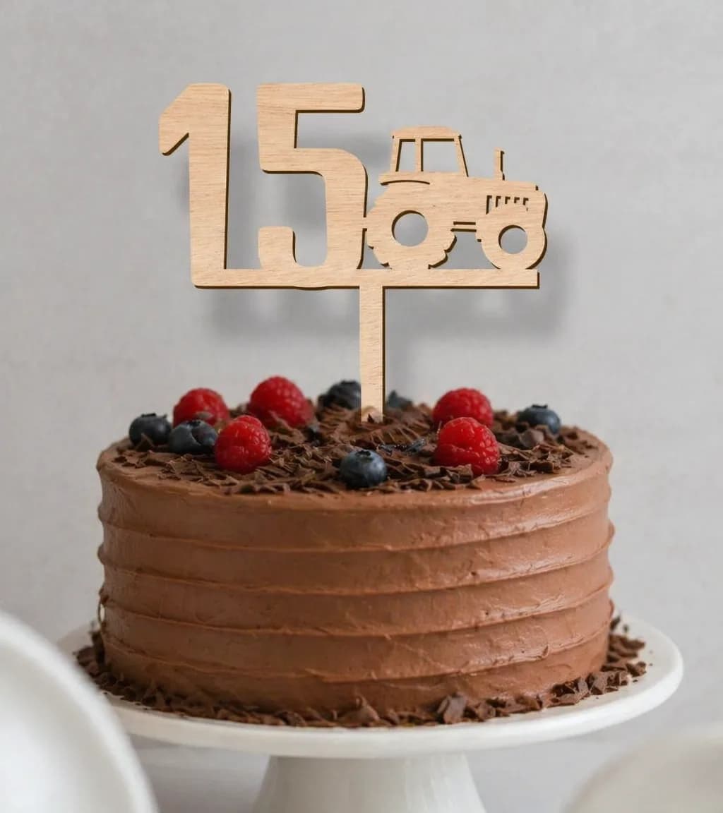 Wooden Cake Topper – Birthday – Tractor