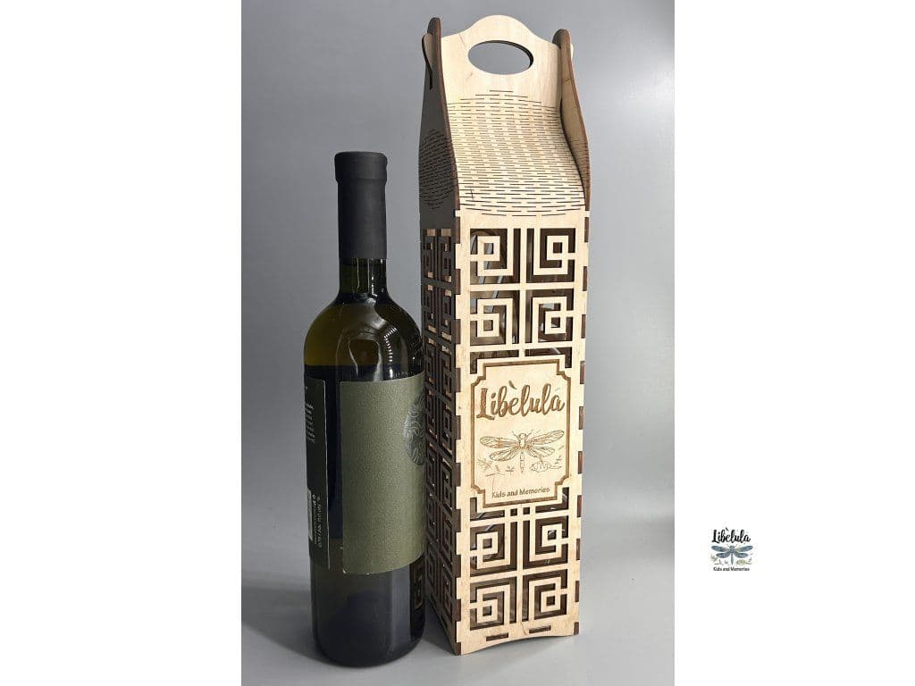 Wooden Wine Box – Greek Key