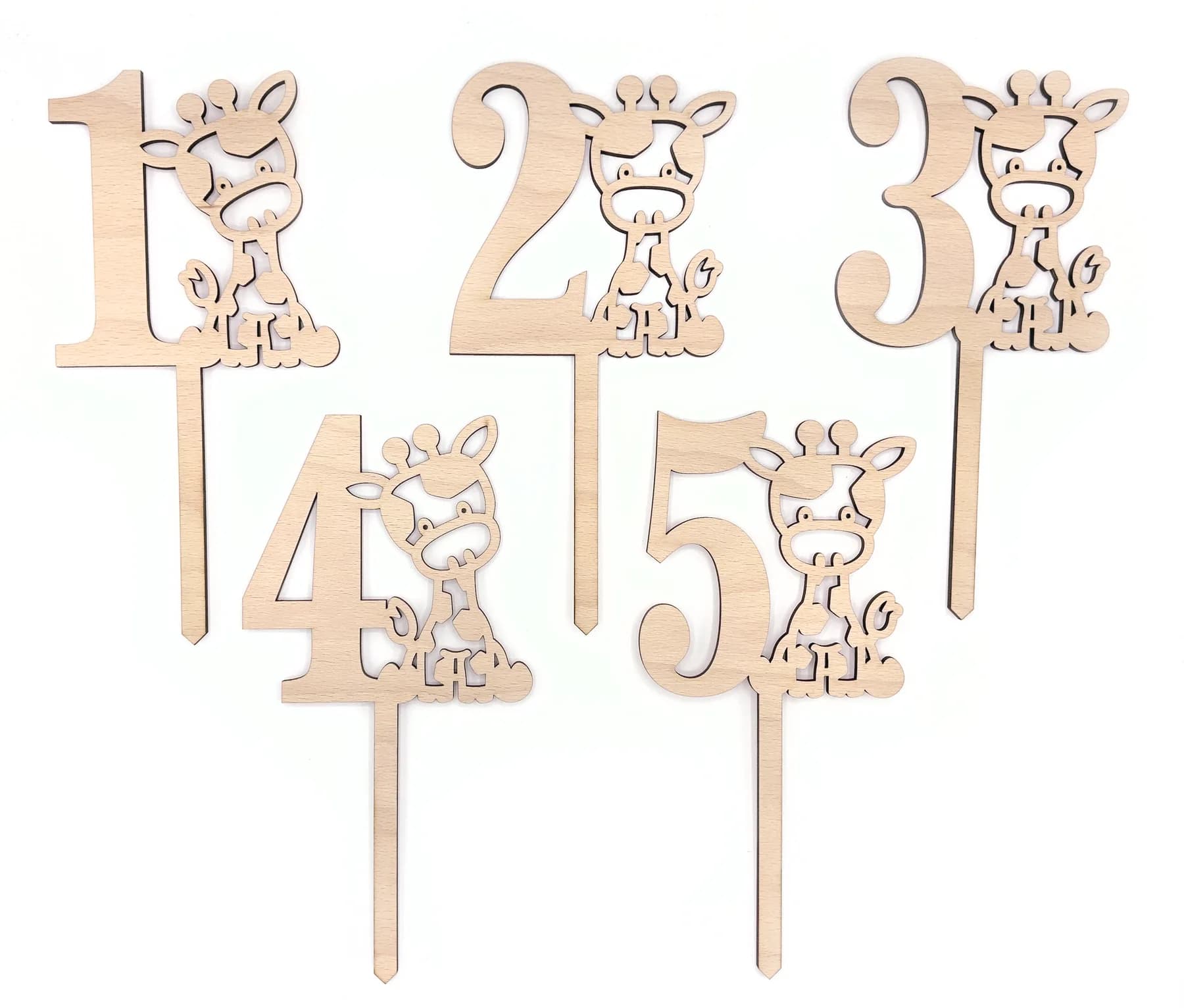 Cake topper en bois – Numéro 1, girafe (édition Safari)