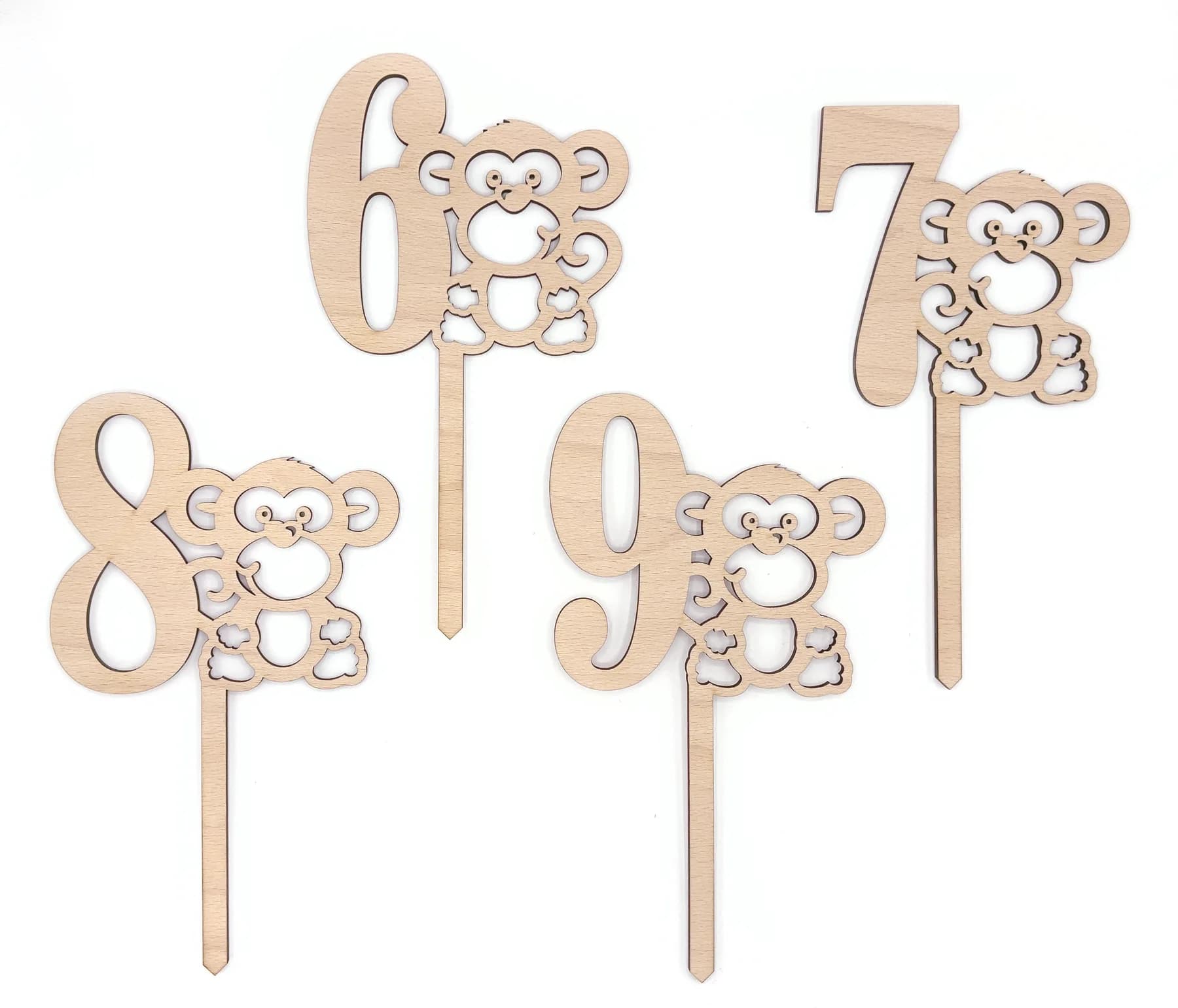 Cake topper en bois – Numéro 2, singe (édition Safari)