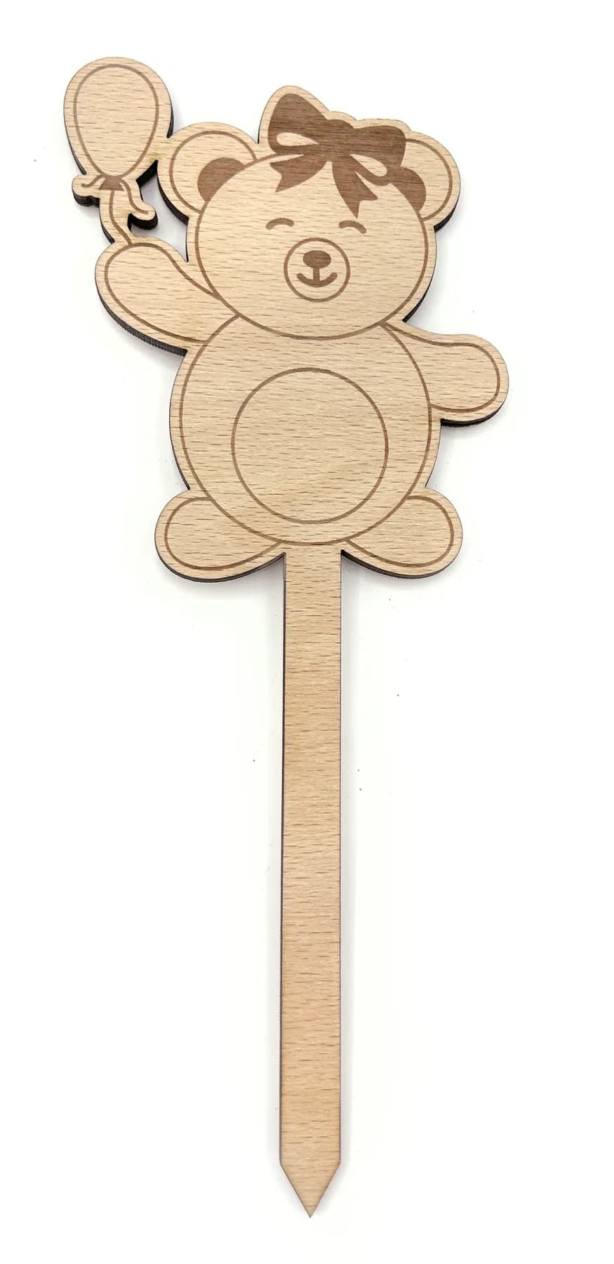Cake Topper aus Holz – Teddybär mit Luftballon